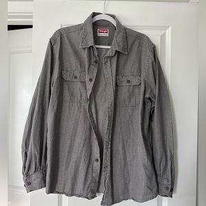 Men’s Wrangler Gray Denim Button-down Size L